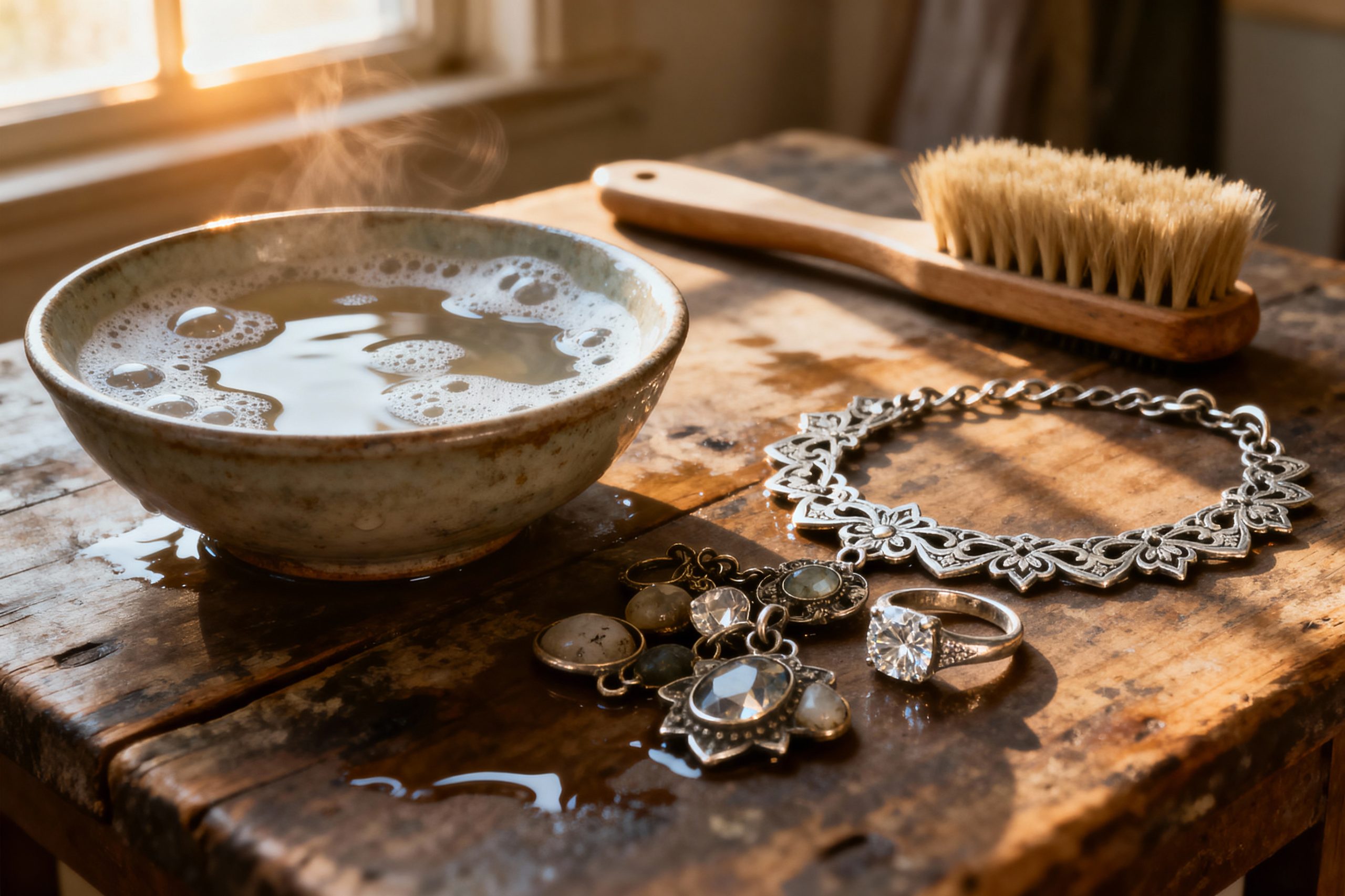 clean antique jewelry