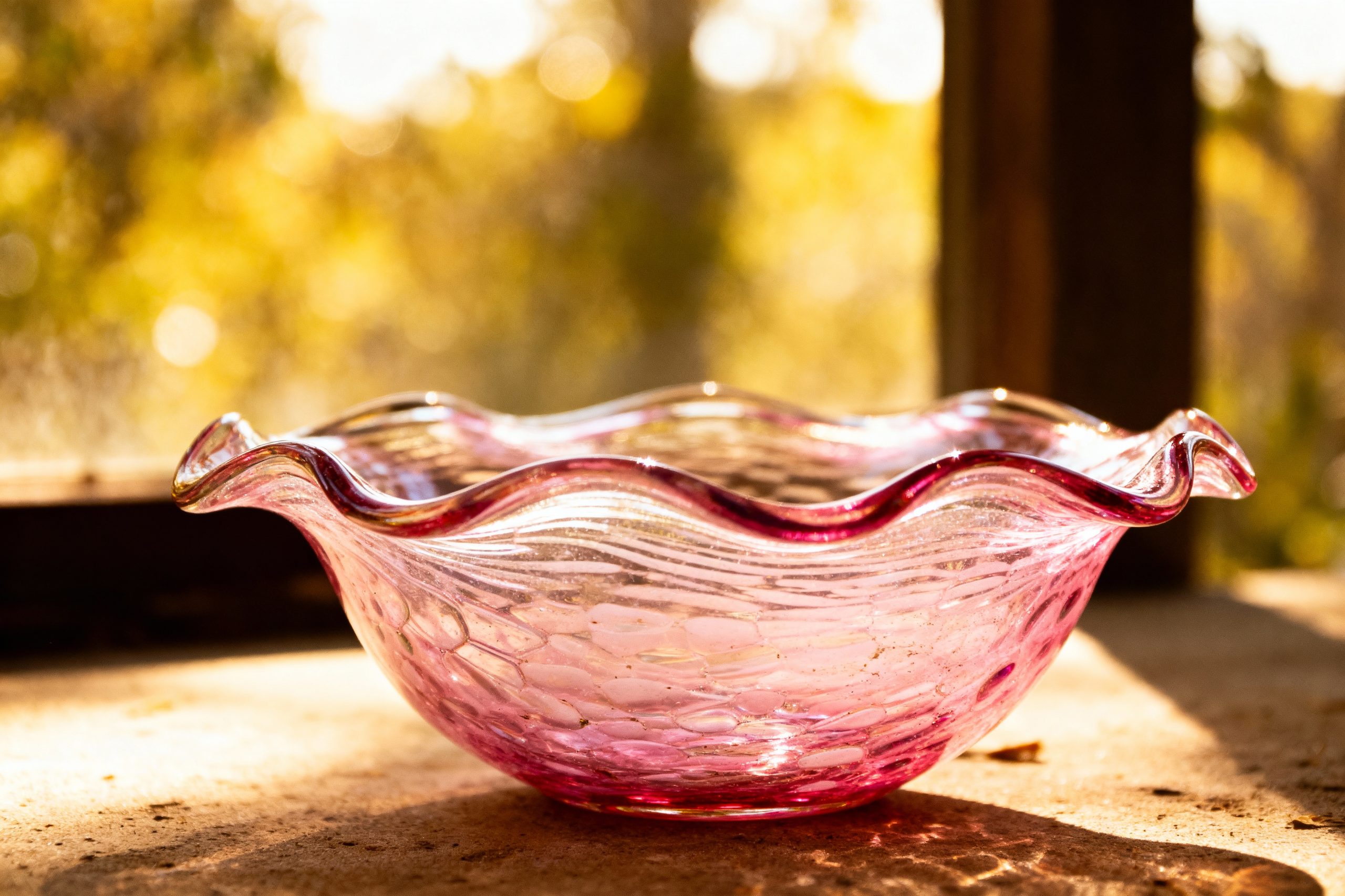 pink murano glass bowl