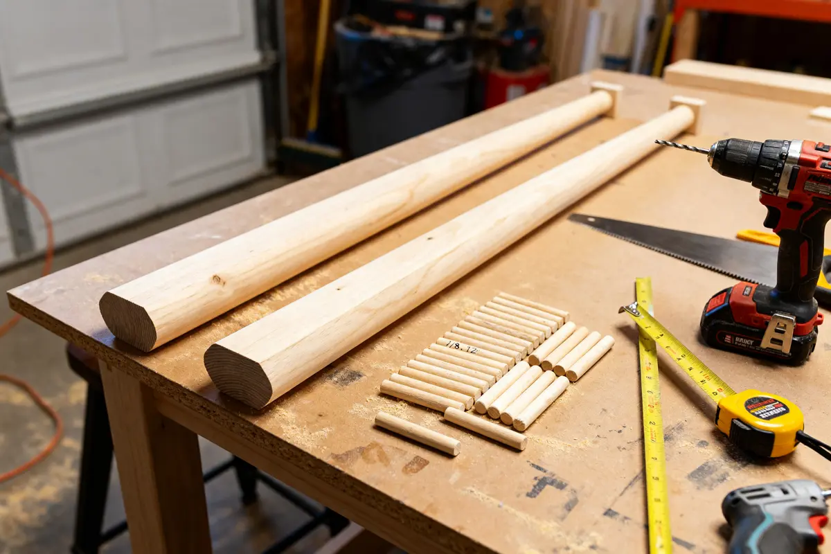 Tools and materials for how to make a basic table on a workbench