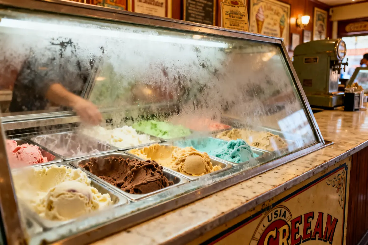 Why Did Antique Ice Cream Tables Have Glass Displays and Stools?